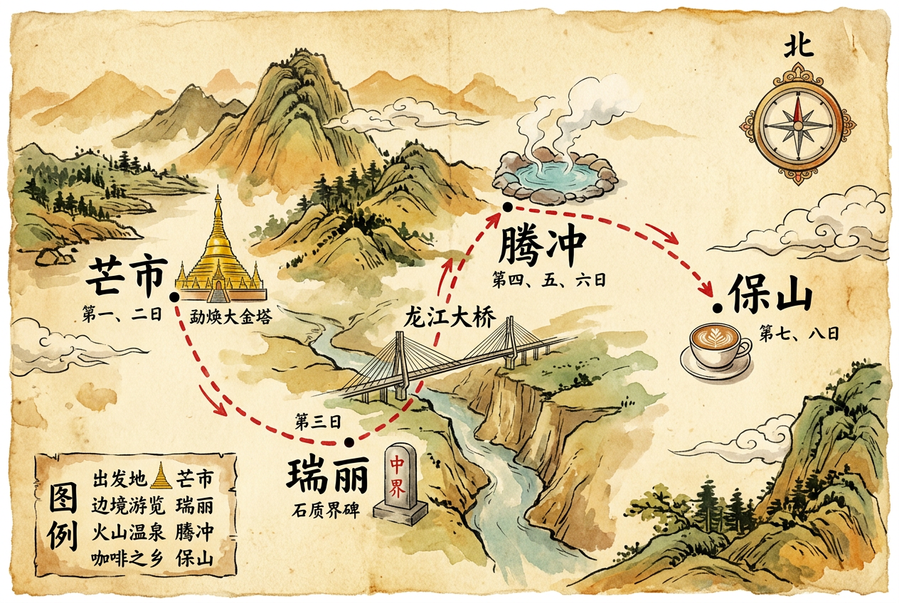 手绘行程路线图（全中文版）